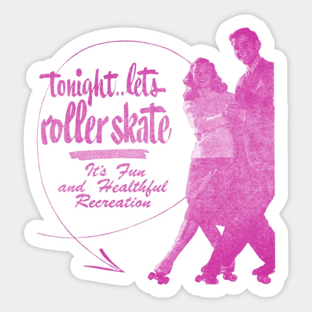 1940s Tonight Lets Roller Skate Sticker by historicimage